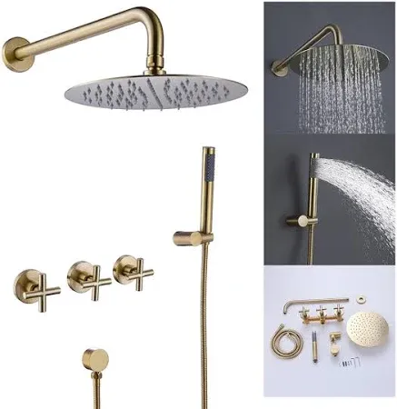 RB0875 Brushed Gold Rough-In Valve Shower System
