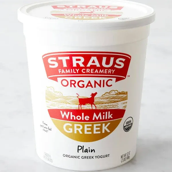 Straus Organic Plain Whole Greek Yogurt