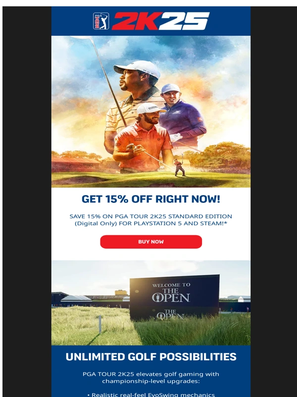 2K - GET 15% OFF PGA TOUR 2K25 STANDARD EDITION