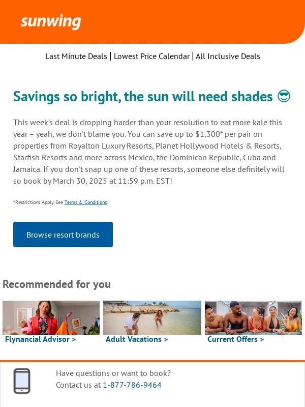 Sunwing - Early summer savings has a nice ring to it