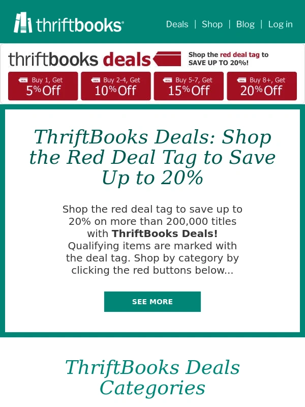 Thrift Books - Reader,Save Up to 20% by Shopping ThriftBooks Deals