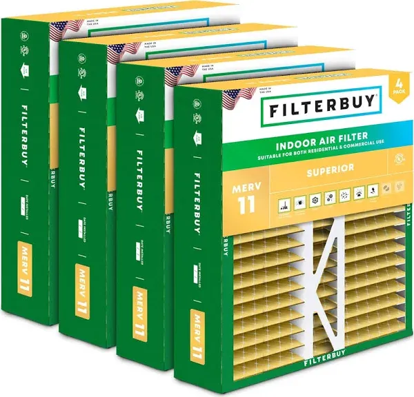 Filterbuy Air Filter MERV 11 Allergen Defense Pleated HVAC AC Furnace Air Filters Replacement for Amana