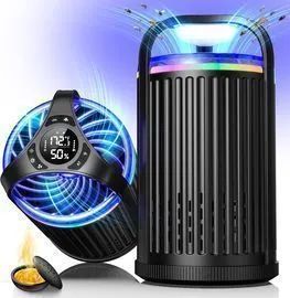 CreateFun 3-in-1 UV Light Fruit Fly Trap with Temperature / Humidity Sensor, 10x Refills