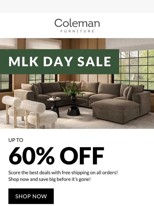 Coleman Furniture - MLK Day Sale: Up To 60% OFF + FREE Shipping!