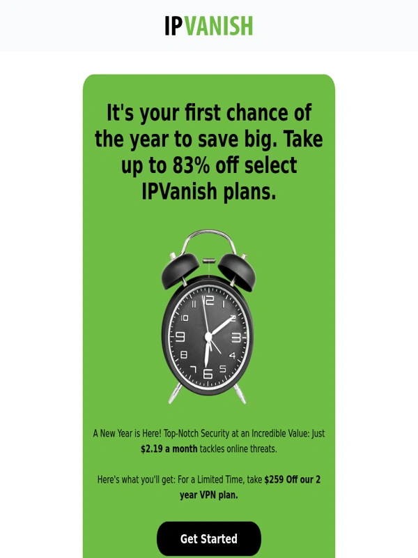 IPVanish - New Year Savings up to 83% Off