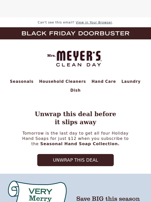 Mrs. Meyers - Our huge sale is almost over