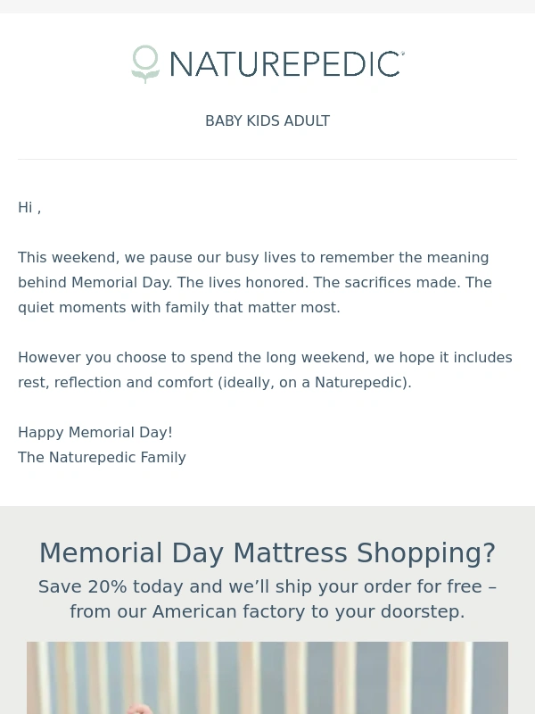 Naturepedic - Wishing you rest this Memorial Day
