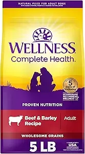 Wellness Complete Health Dry Dog Food, Wholesome Grains, Natural, Beef & Barley Recipe, (5-Poud Bag) $14.97 at Amazon