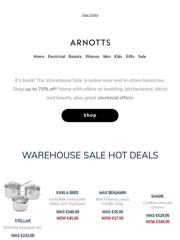 Arnotts - IT'S BACK!⏰ Up to 70% off* in The Warehouse Sale
