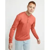 Hanes Originals Ringspun Cotton Three Button Long Sleeve Men's Shirt (select colors/sizes)