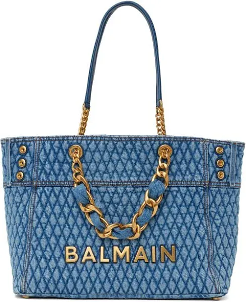 Balmain Women's 1945 Soft Quilted Denim Tote Bag