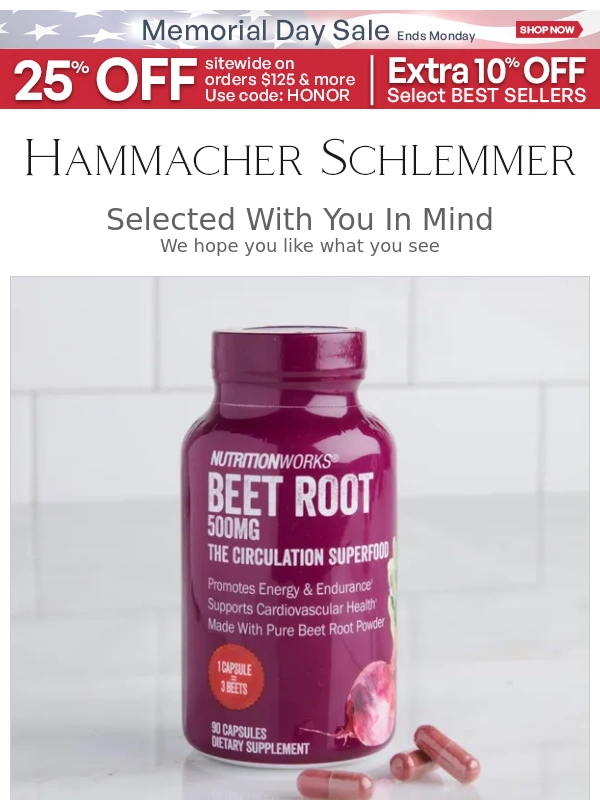 Hammacher Schlemmer - Selected Just For You: The Cardiovascular Health Beet Root Capsules & More