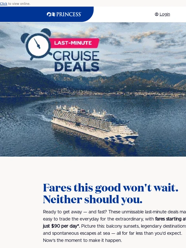 Princess Cruises - Your dream cruise — from just $90 per day!