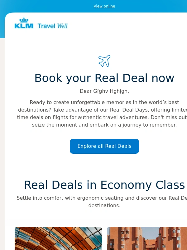 KLM Royal Dutch Airlines - Real Deal Days are live,don’t miss out!