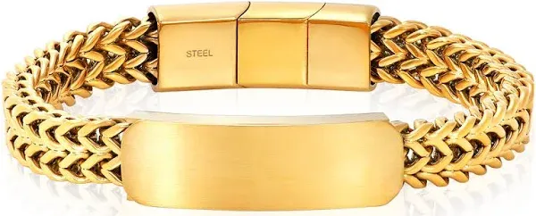 Invicta Men's Double Row Franco ID Bracelet in Yellow Gold and Stainless Steel