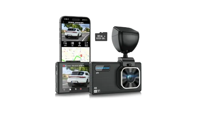 ONDASHCAM Dash Cam, 4K Dash Camera for Cars with Night Vision, Dash Camera Built-in WiFi/GPS, 3.5″ IPS Car Dash Cam with 170° Wide Angle, WDR, G-Sensor, Parking Mode, Support 512GB Max