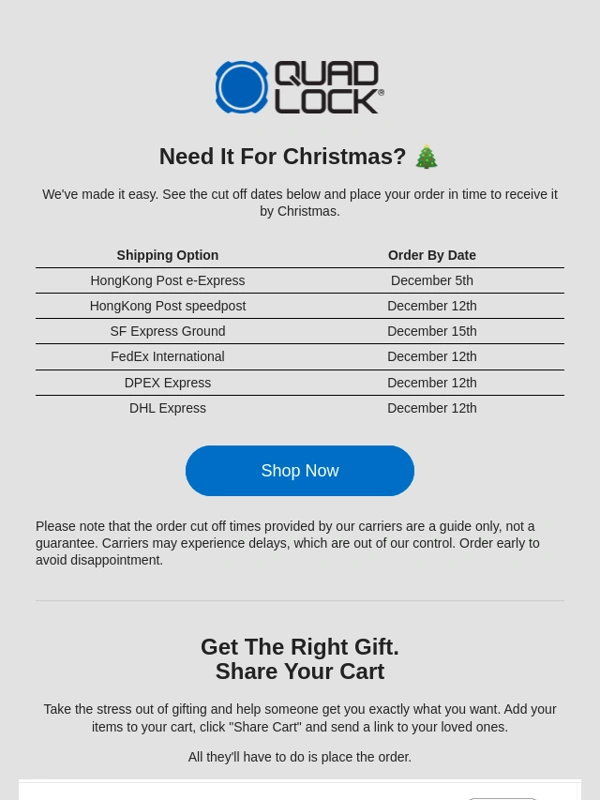QUADLOCK - Order In Time For Christmas ?
