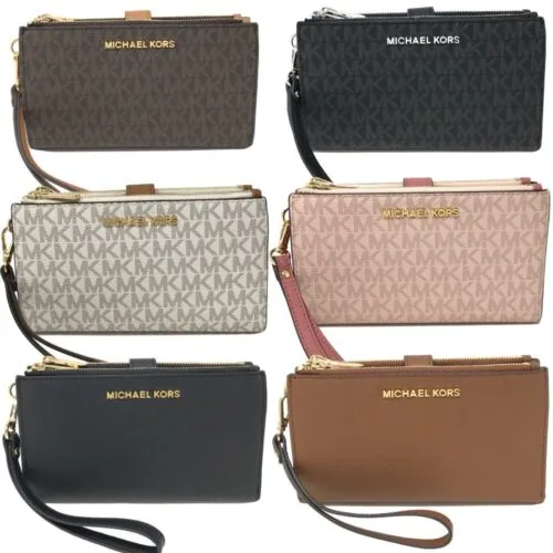 Michael Kors MK Jet Set Travel Double Zip Phone Wristlet Wallet
