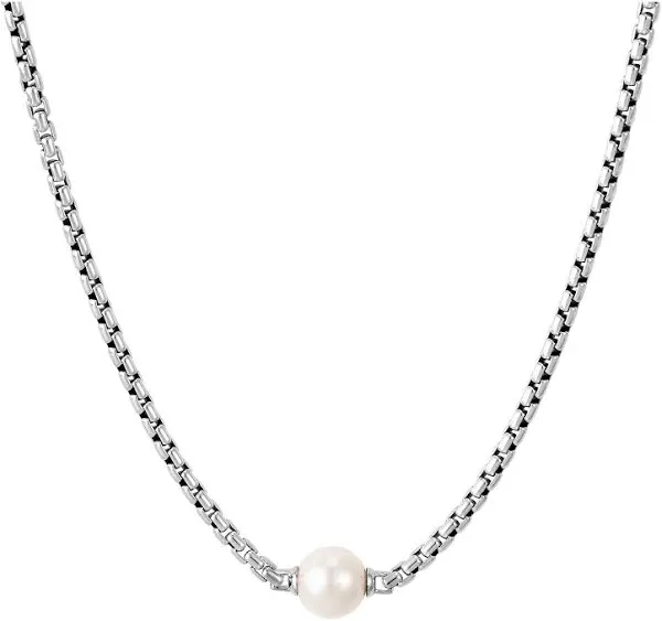 Sterling Silver Cultured Pearl Box CH Ain Necklace