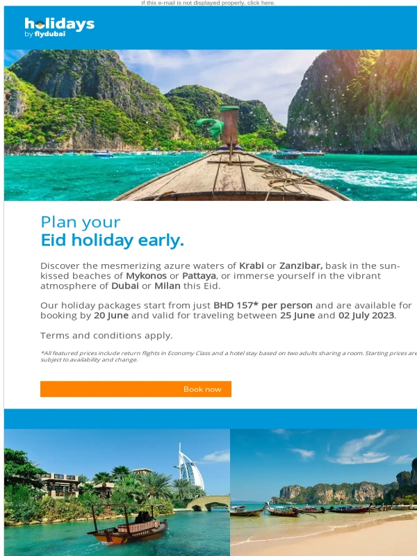 Flydubai - Eid packages from BHD 157 per person