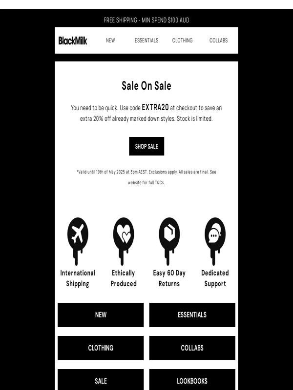 Black Milk - Extra 20% Off - 3 Days Only!