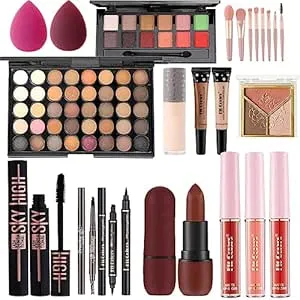 All in One Makeup Kit for Women Full Kit, Multipurpose Makeup Gift Set, Beginner-Friendly Cosmetic Set with Eyeshadow, Lipstick, Eyeliner, Mascara & Brushes – Travel-Friendly & Complete Makeup Set
