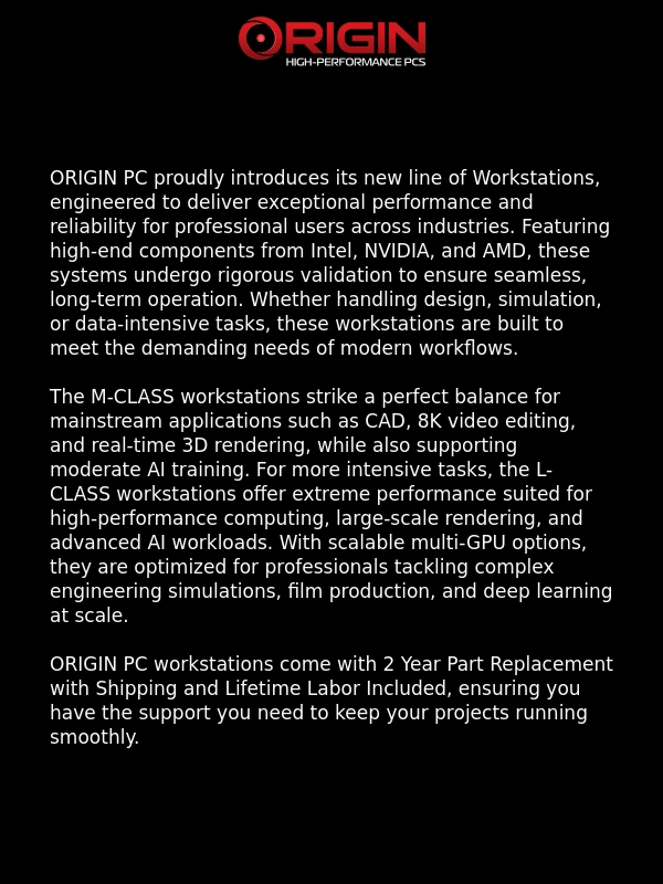 Origin PC - Introducing ORIGIN PC Workstations - We Customize So You Can Thrive