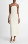 Ruched Strapless Midi Dress In Off White