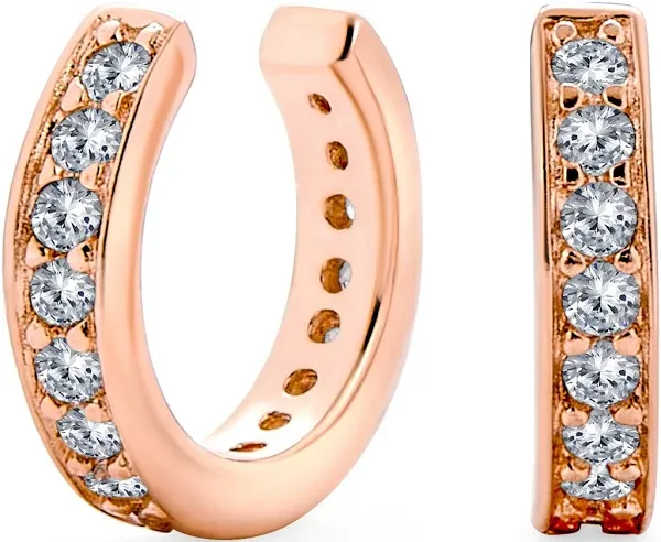 Bling Jewelry Minimalist CZ Cartilage Ear Cuff Earrings in 14K Gold Plated