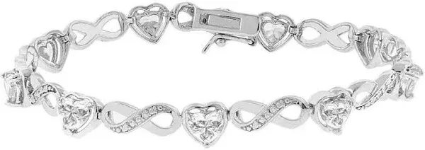 Cate & Chloe Amanda 18K White Gold Plated Heart Bracelet
