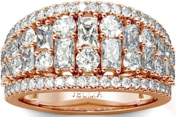 Jeulia Women's Wide Shank Sterling Silver Band