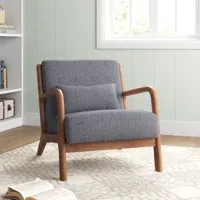26" Sand & Stable Hertford Wide Mid Century Upholstered Solid Wood Accent Chair w/ an Extra Pillow (Gray Linen Blend) $126.99 + Free Shipping
