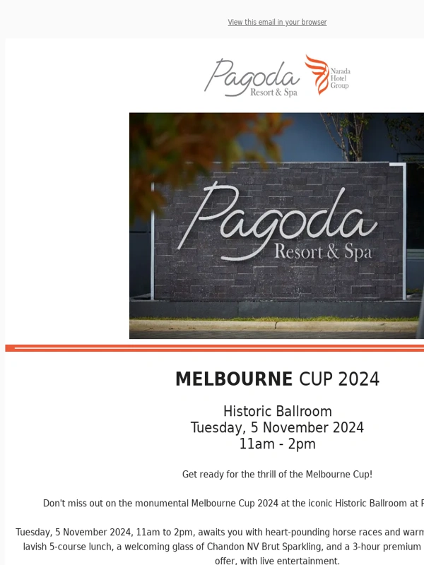 Pagoda - Booked Melbourne Cup & for this Festive Season yet?