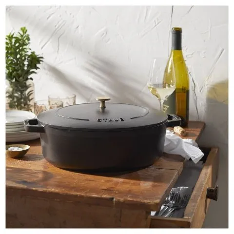 Staub Cast Iron 6 qt, French oven, basil - Visual Imperfections