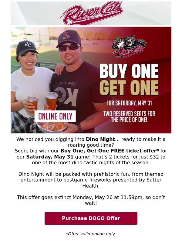 Ticketmaster - Dino-mite Deal: BOGO for Dino Night on Saturday,May 31 ?