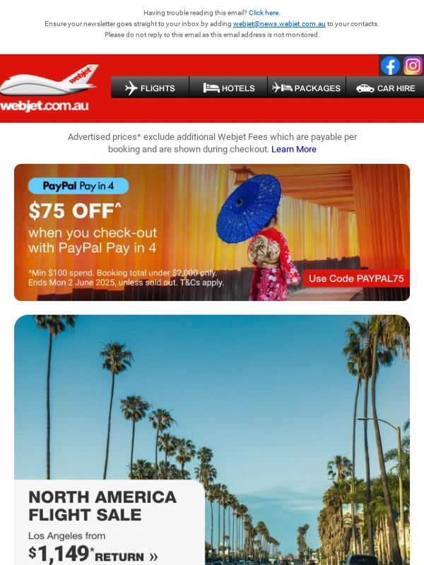 Webjet - ✈️ Flight Sale: Honolulu,Los Angeles & more across multiple airlines!