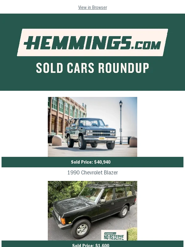 Hemmings Motor News - Hemmings May Sales Results