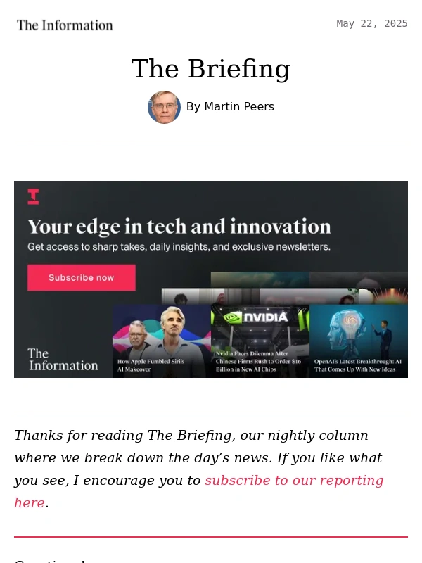 The Information - The Briefing: OpenAI’s Uphill Battle