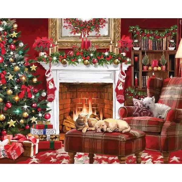 Pets By The Fire 1000 Piece Jigsaw Puzzle