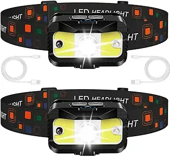 2-Pack MIOISY 1200 Lumen Rechargeable LED Head Lamps w/ Motion Sensor