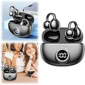 AI Translation Earbuds Real Time, 3-in-1 Free-Clip AI Language Translator Earbuds, 144 Languages & Accents Two-Way Translation Ear Clip Earbuds with Two Years Subscription, for Business Learning (A)