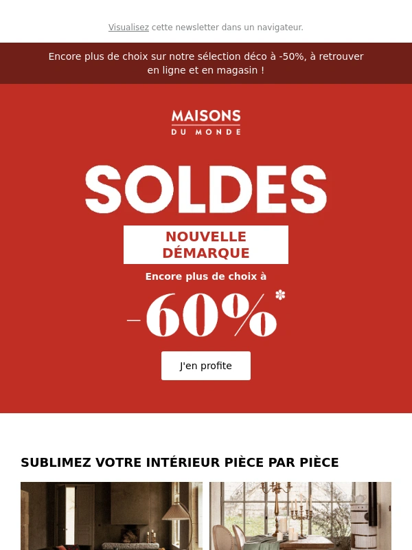 Maisons du Monde - Jusqu’à -60% pour toutes les pièces de la maison !?