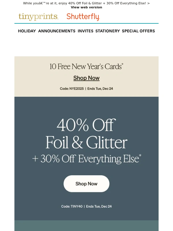 Tiny prints - ? Cheers! Get 10 FREE cards for New Years!
