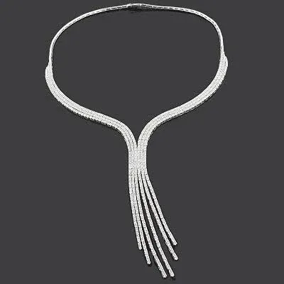 11.70ct Diamond Tassle Necklace in 18K White Gold
