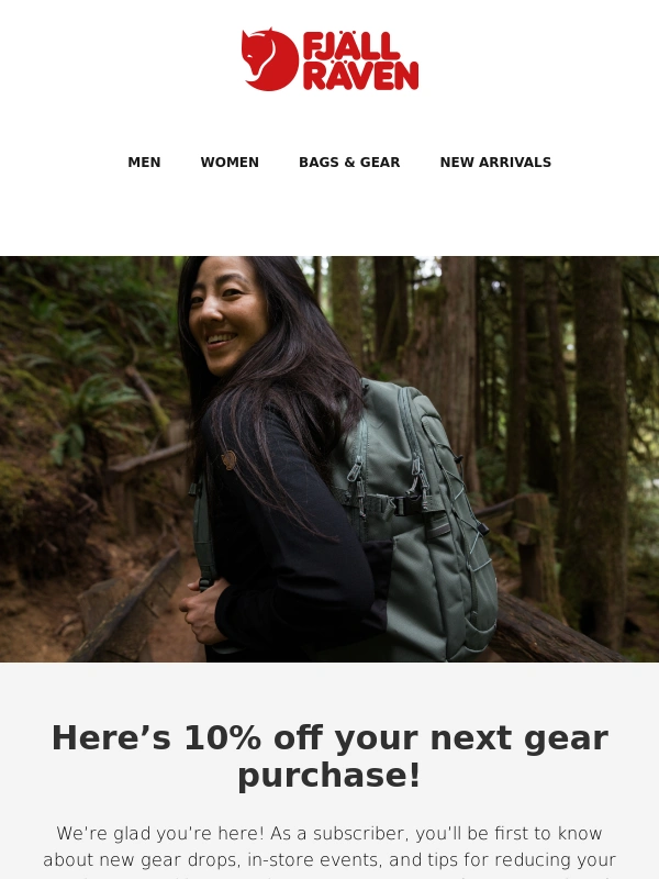 Fjallraven - Welcome! Enjoy 10% off on us to begin your trek