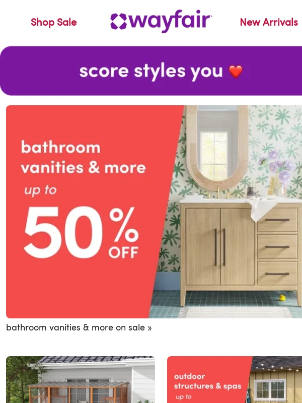 Wayfair - BATHROOM VANITIES & MORE up to 50% OFF ➡️