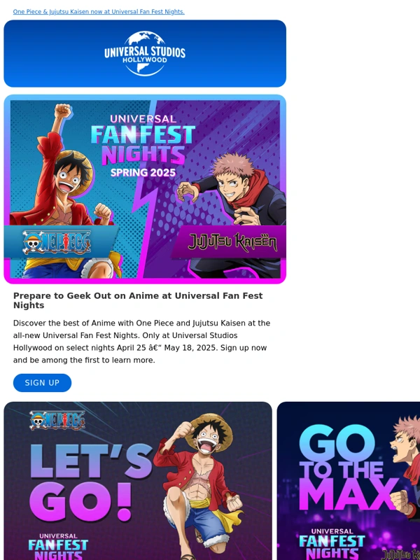 Universal Studios Hollywood - Announcing the Best of Anime this Spring ?️???