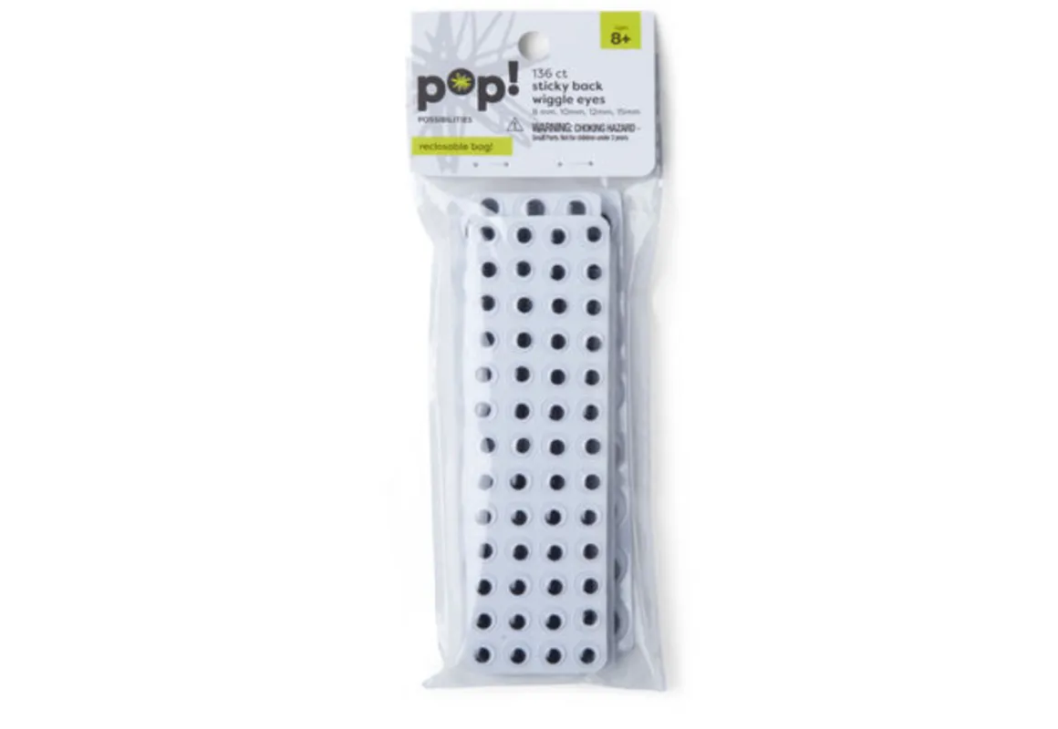 Adhesive Black and White Plastic Wiggly Eyes, 75 ct