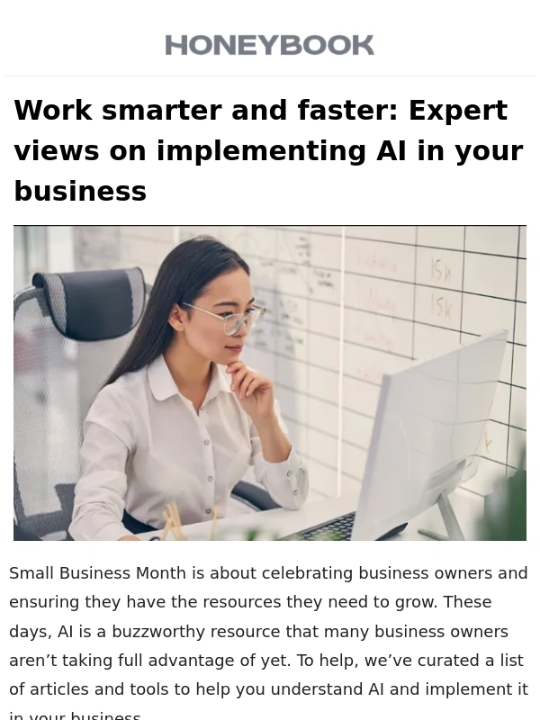 HoneyBook - Small Business Month resources to work smarter and faster