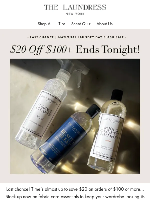 The Laundress - Final Hours to Claim $20 Off !